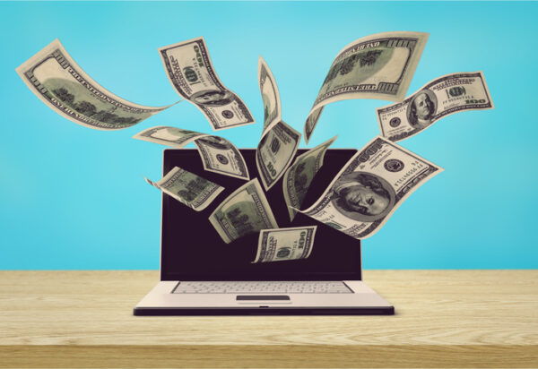 Currency computer electronic banking internet laptop making