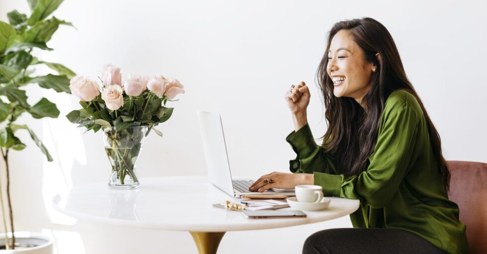 Successful woman working at home